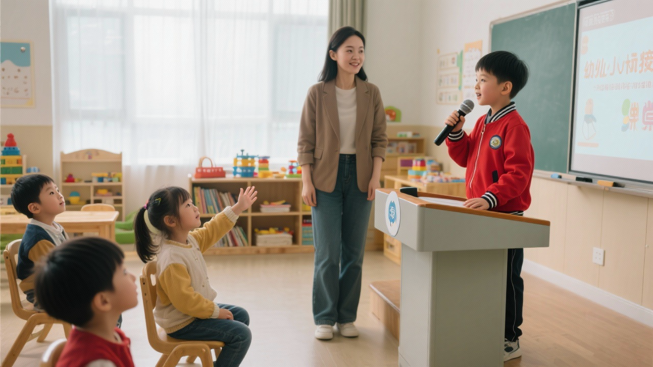举手回答问题的孩子